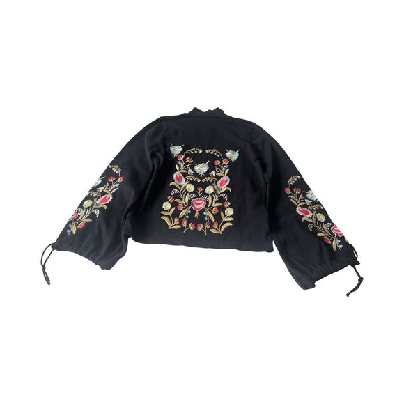 Zara Trafaluc Woman’s M Floral  Embroidered Sweater‎ Bell Sleeves - Picture 1 of 5